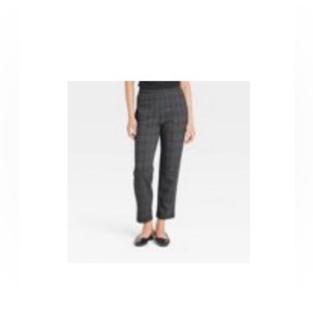 A New Day Women's High-Rise Tapered Ankle Knit Pull-On Pants - Charcoal Plaid